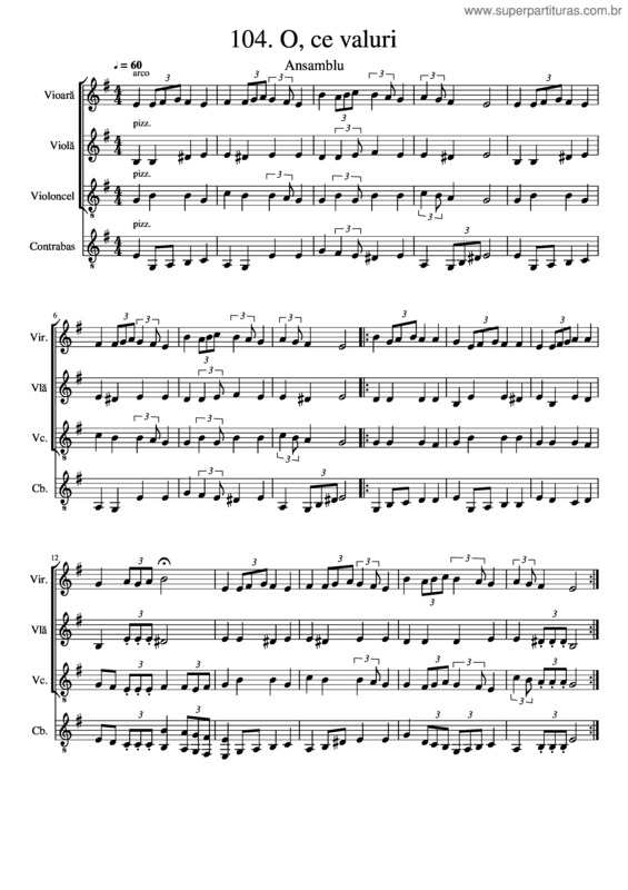 Partitura da música O, Ce Valuri