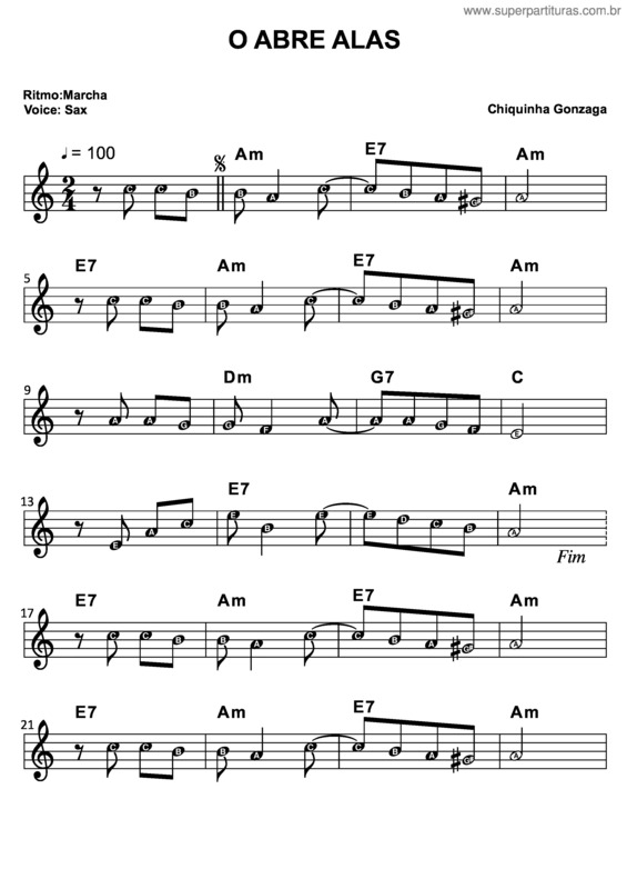 Partitura da música Ó Abre Alas v.19