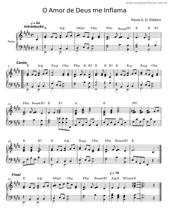 Partitura da música O Amor De Deus Me Inflama