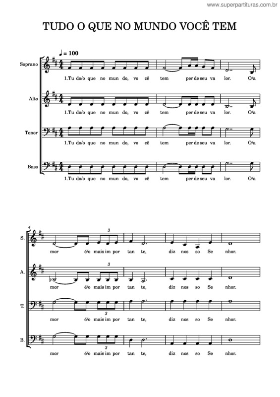 Partitura da música O Amor É O Mais Importante