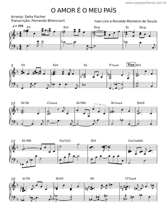 Partitura da música O Amor É O Meu País