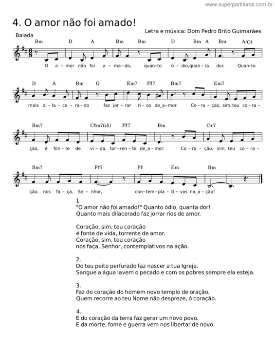 Partitura da música O Amor Não Foi Amado!