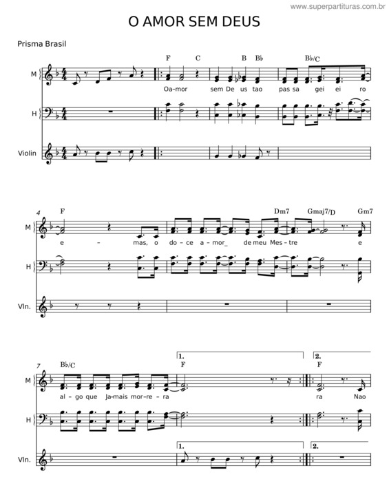 Partitura da música O Amor Sem Deus v.2