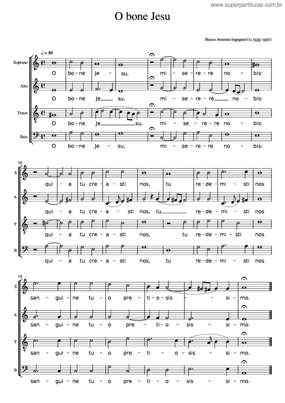 Partitura da música O Bone Jesu