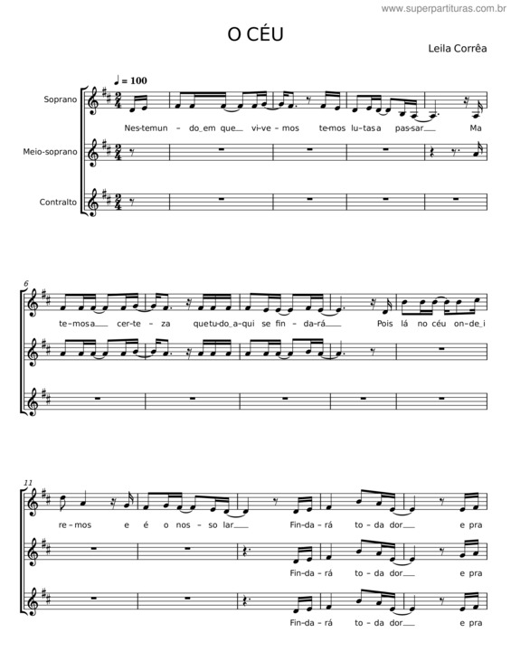 Partitura da música O Céu v.2