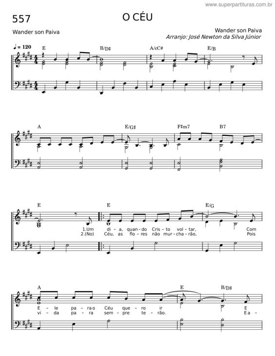 Partitura da música O Céu