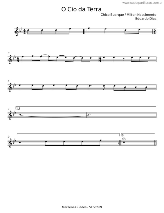 Partitura da música O Cio Da Terra