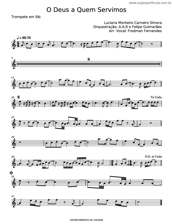 Partitura da música O Deus A Quem Servimos v.3