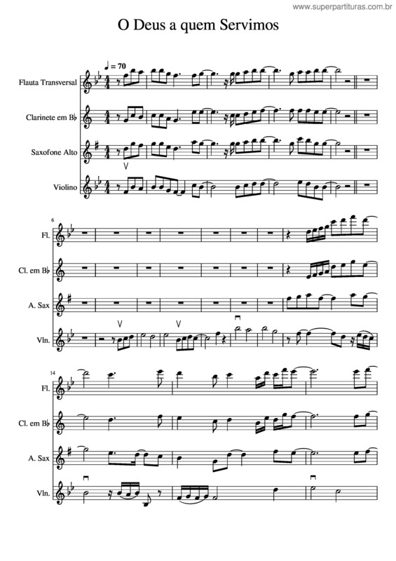 Partitura da música O Deus A Quem Servimos