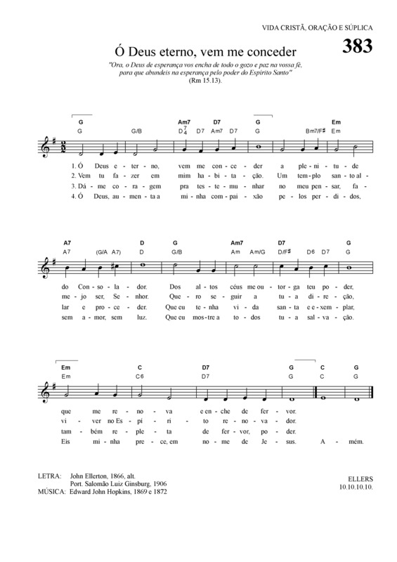 Partitura da música Ó Deus Eterno Vem Me Conceder