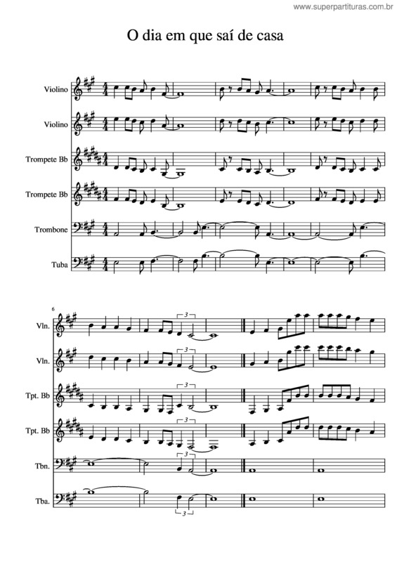 Partitura da música O Dia Em Que Sa De Casa