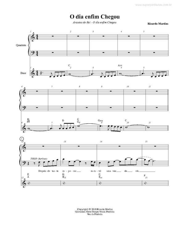 Partitura da música O Dia Enfim Chegou