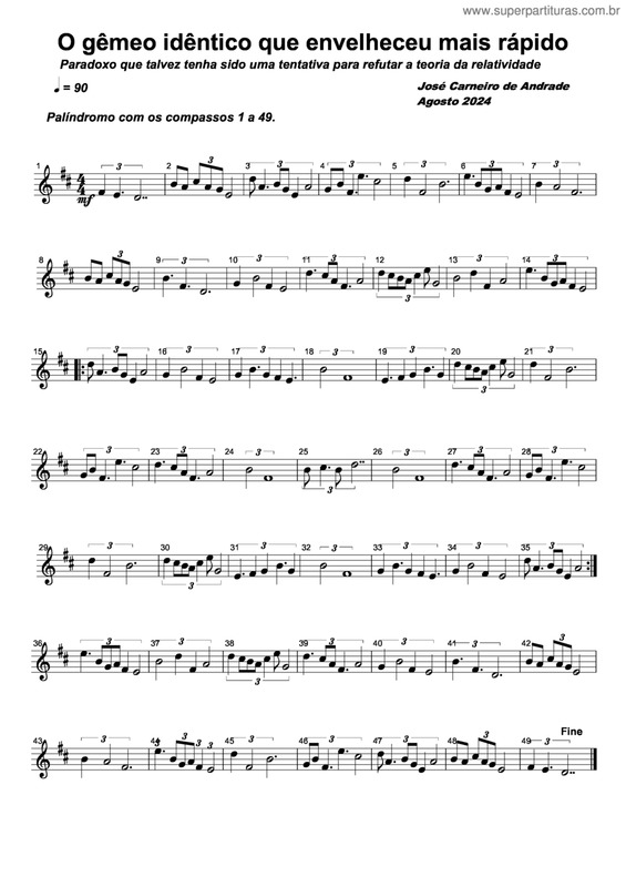 Partitura da música O Gêmeo Idêntico Que Envelheceu Mais Rápido