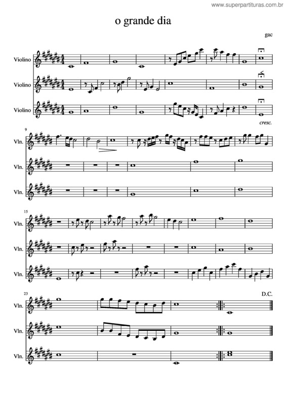 Partitura da música O Grande Dia v.3