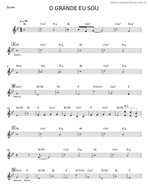 Partitura da música O Grande Eu Sou v.2