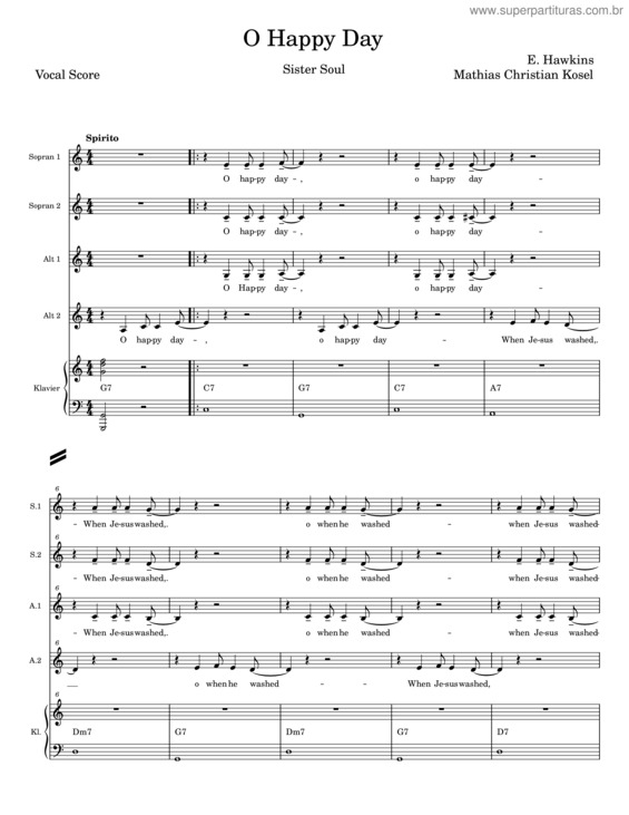 Partitura da música O Happy Day