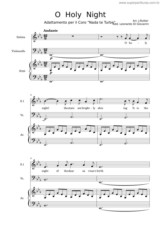 Partitura da música O Holy Night Addattamento Per Il Coro Nada Te Turbe Di Trapani