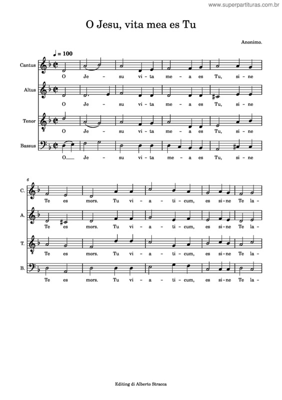 Partitura da música O Jesu, Vita Mea Es Tu