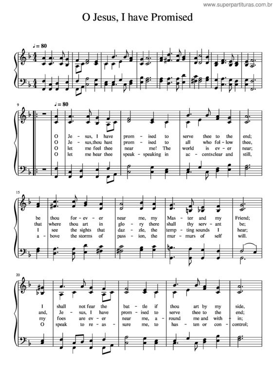 Partitura da música O Jesus I Have Promised