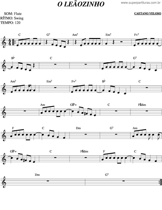 Partitura da música O Leãozinho v.4