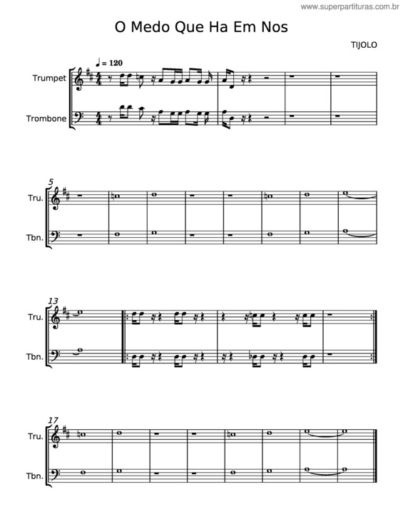 Partitura da música O Medo Que Há Em Nós