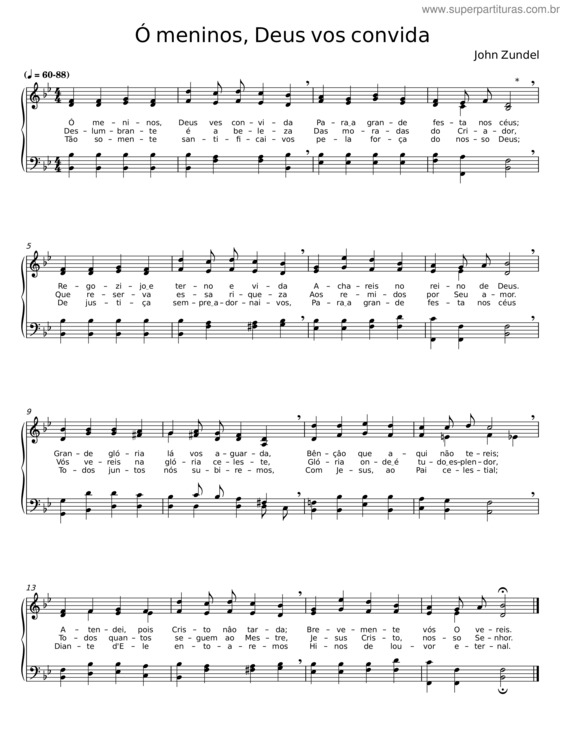 Partitura da música Ó Meninos, Deus Vos Convida