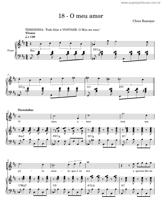 Partitura da música O Meu Amor v.2