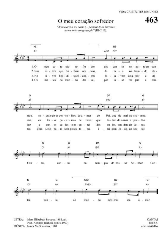 Partitura da música O Meu Coração é Sofredor