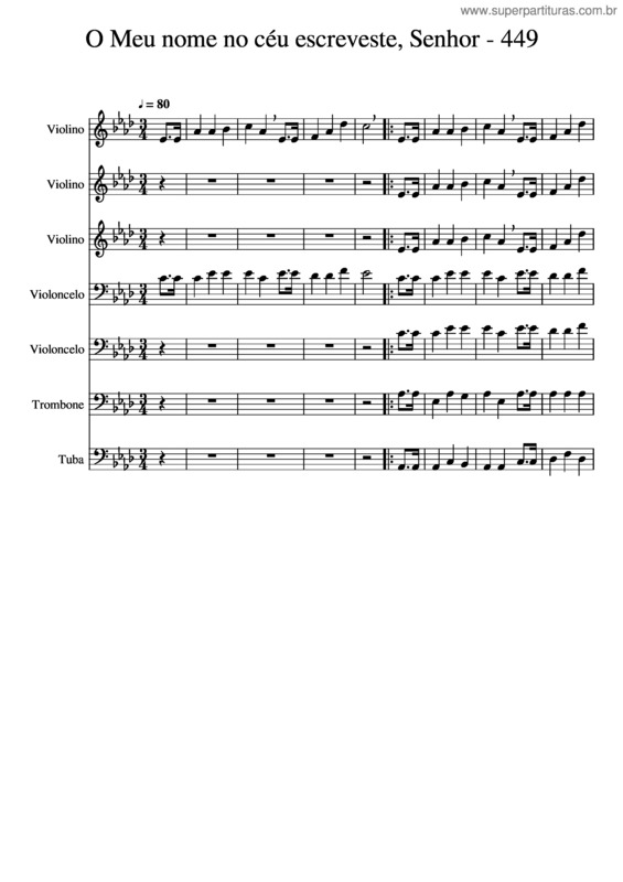 Partitura da música O Meu Nome No Céu Escreveste, Senhor