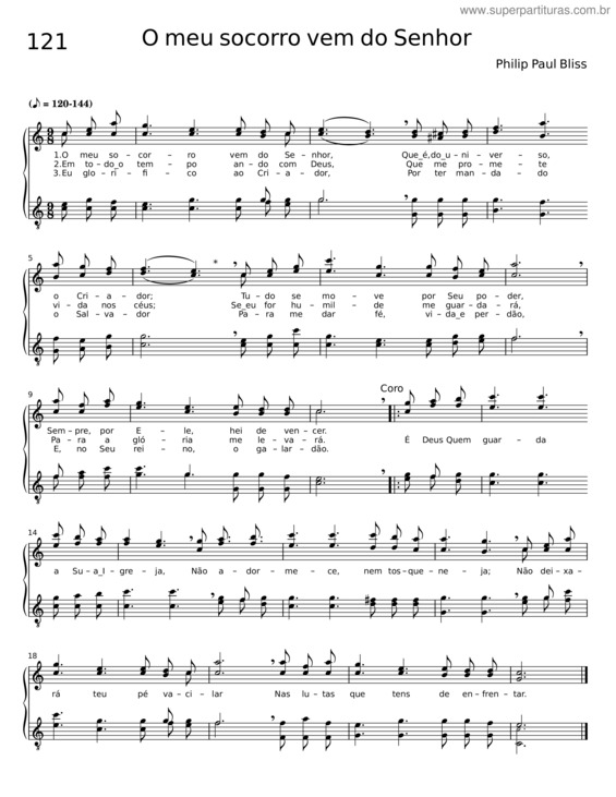 Partitura da música O Meu Socorro Vem Do Senhor v.2