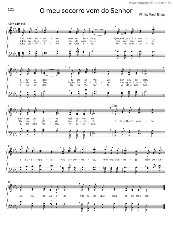 Partitura da música O Meu Socorro Vem Do Senhor v.3