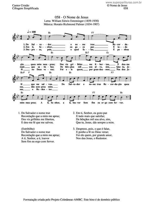 Partitura da música O Nome De Jesus v.4