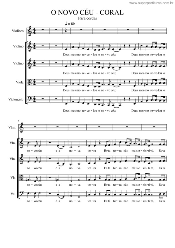 Partitura da música O Novo Céu v.3