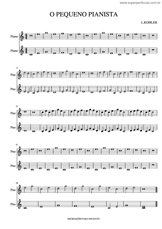 Partitura da música O Pequeno Pianista Licao Da Aline