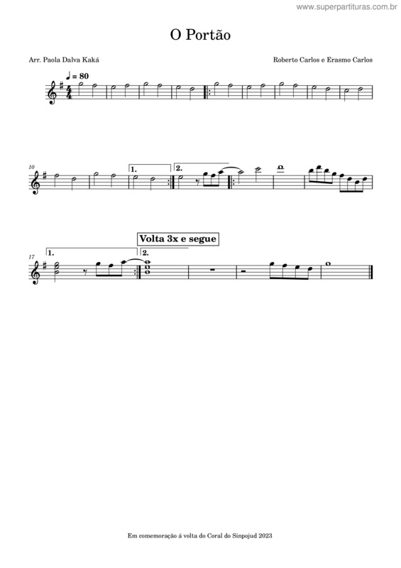 Partitura da música O Portão v.4