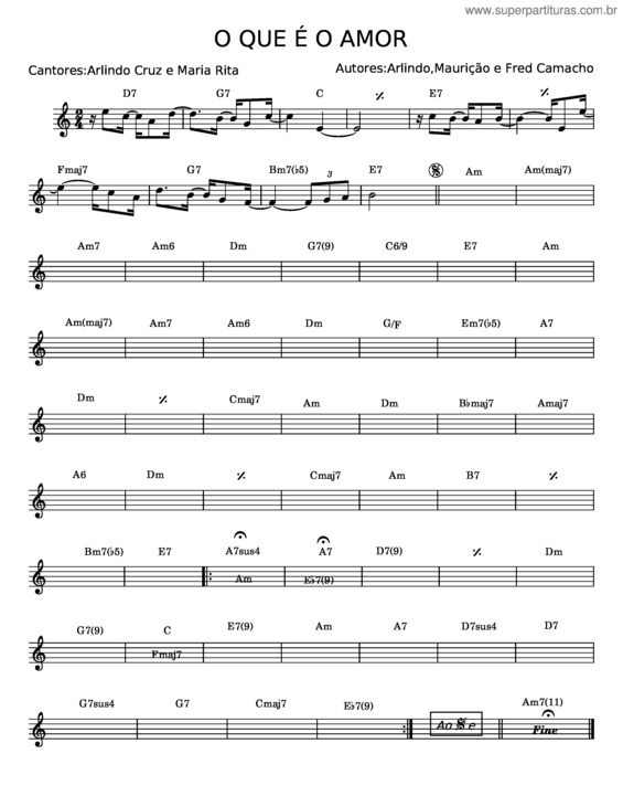 Partitura da música O Que É O Amor