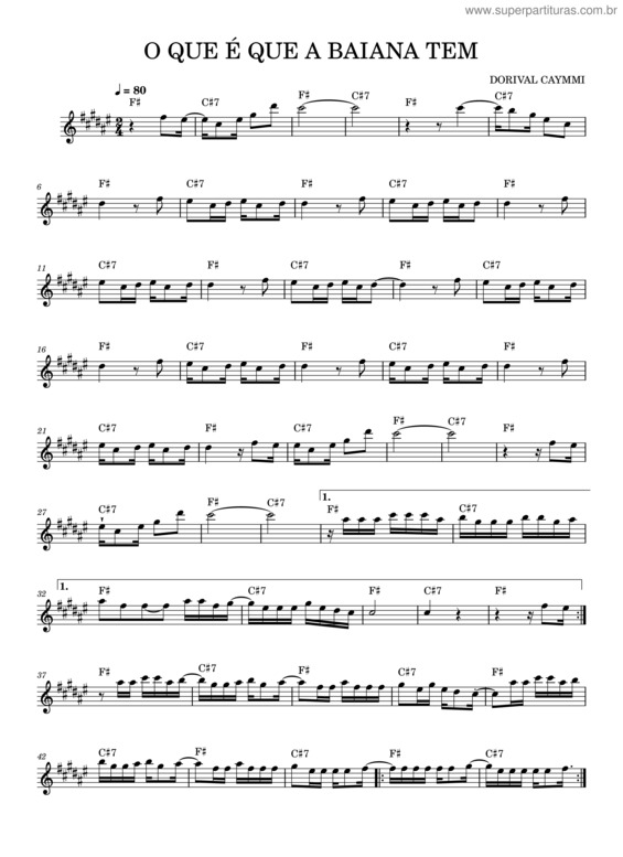 Partitura da música O Que É Que A Baiana Tem v.3