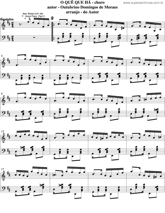 Partitura da música O Quê Que Há v.5