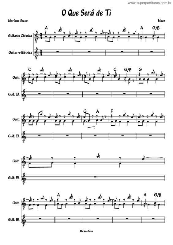 Partitura da música O Que Será De Ti