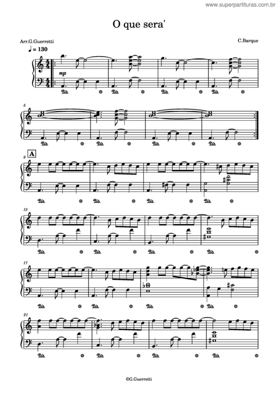 Partitura da música O Que Sera