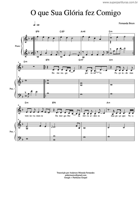 Partitura da música O Que Tua Glória Fez Comigo v.3