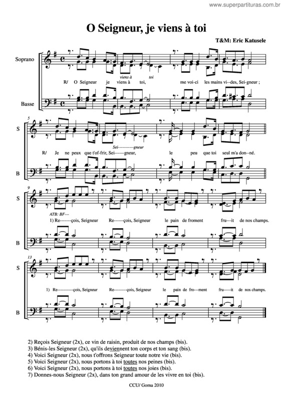 Partitura da música O Seigneur, je viens à toi