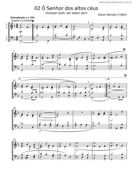 Partitura da música Ó Senhor Dos Altos Céus