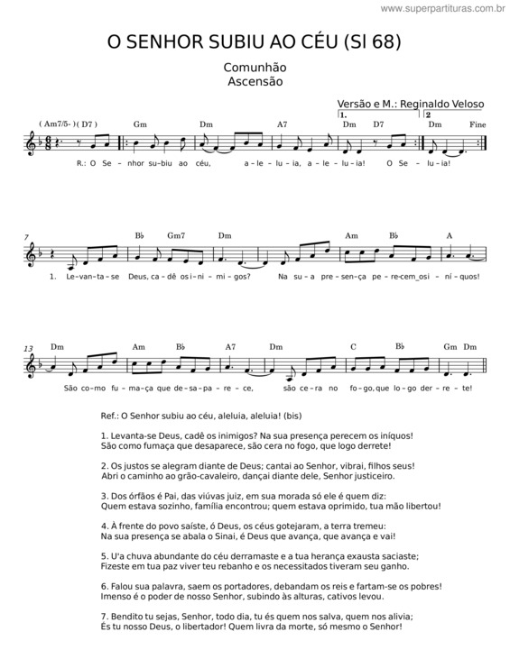 Partitura da música O Senhor Subiu Ao Céu v.2