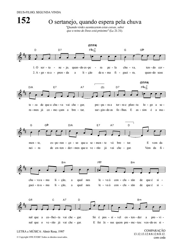 Partitura da música O Sertanejo Quando Espera Pela Chuva