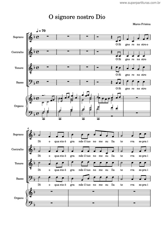 Partitura da música O Signore Nostro Dio