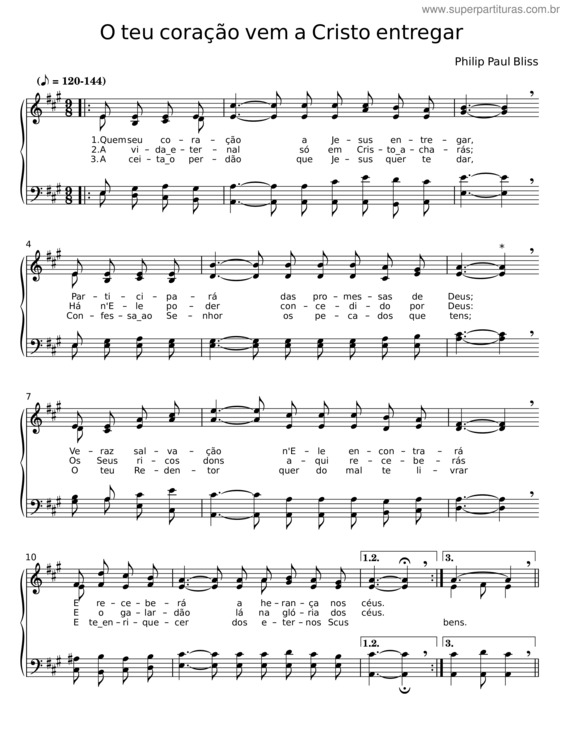 Partitura da música O Teu Coração Vem A Cristo Entregar