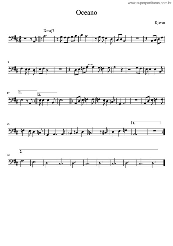 Partitura da música Oceano v.23