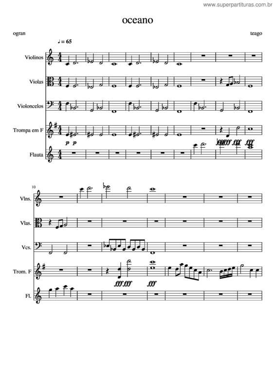 Partitura da música Oceano v.25