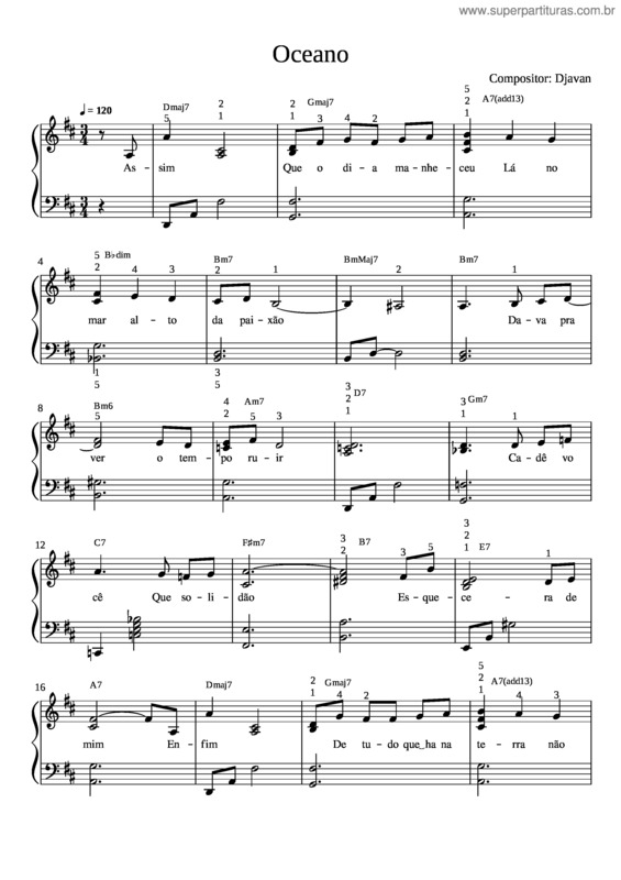 Partitura da música Oceano v.26